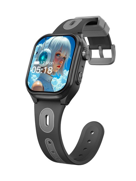 Детски Смарт часовник Nubki D18, Android 9, AI асистент, 4G, GPS+LBS+Wi-Fi Tracking, IPS Дисплей 2", 320*385 HD IPS Curved Дисплей, Камера, Видео разговор, Черен — снимка на продукта от Nubki