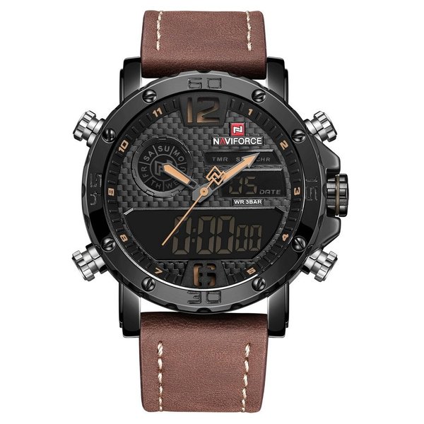 Мъжки часовник NaviForce Evection, Кожа, Хронограф, Светло Кафяв — снимка на продукта от Naviforce